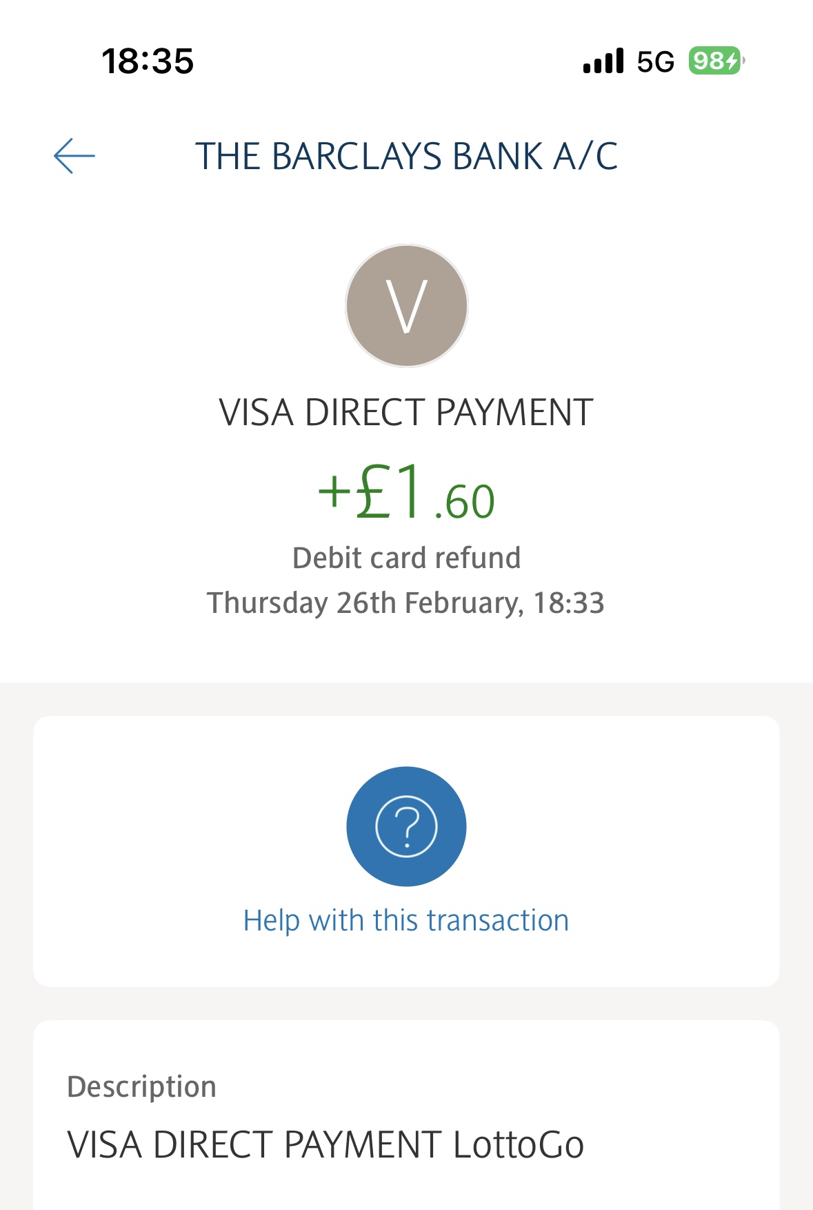 lottogo visa withdrawal time test time completed