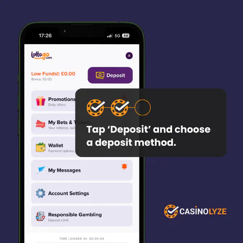 lottogo deposit process step 2