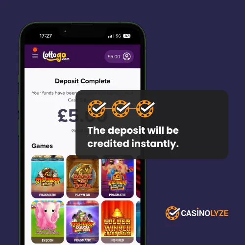 lottogo deposit process step 3