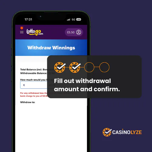 lottogo withdrawal process step 2