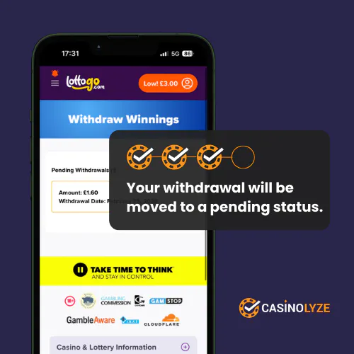 lottogo withdrawal process step 3