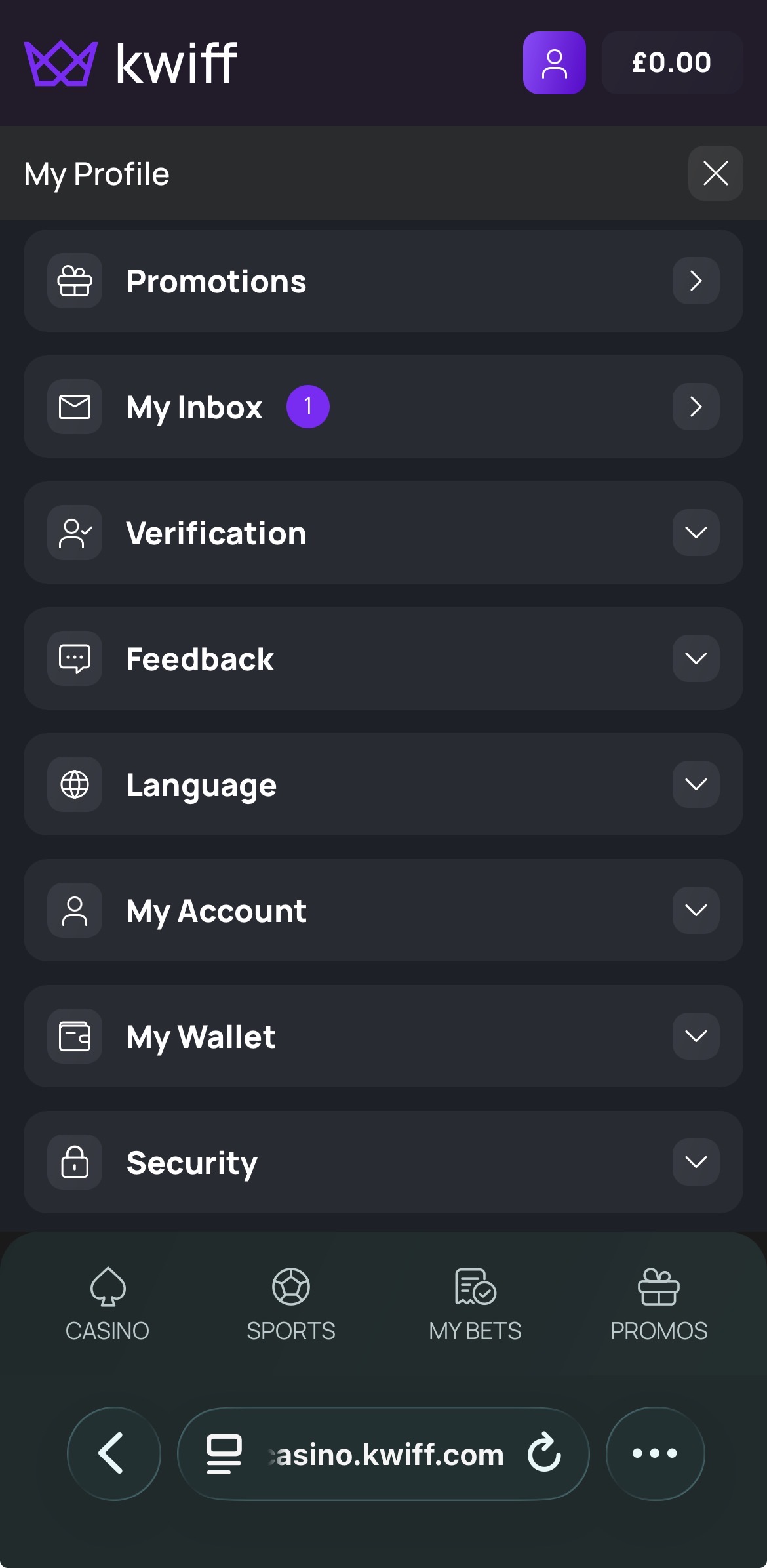 Kwiff Account