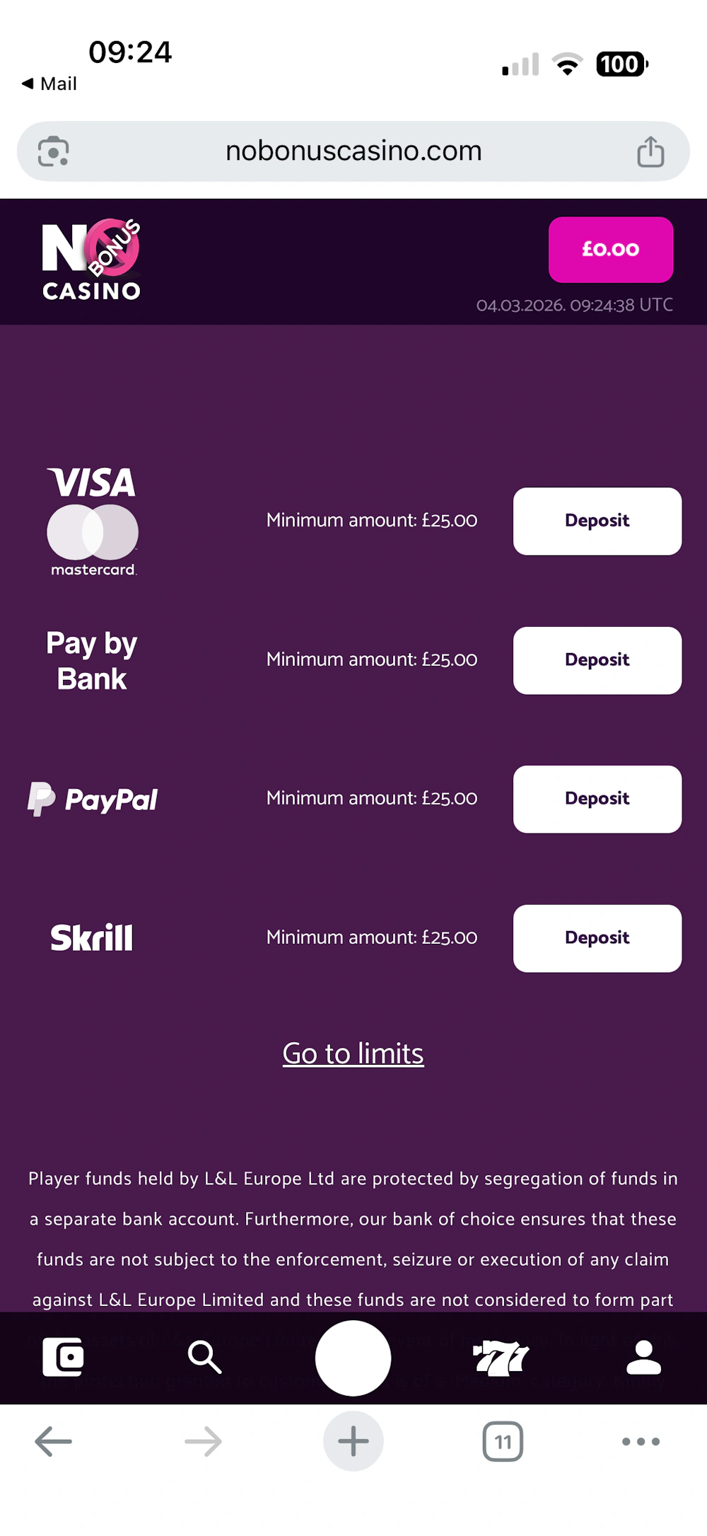 nobonuscasino-payment-methods