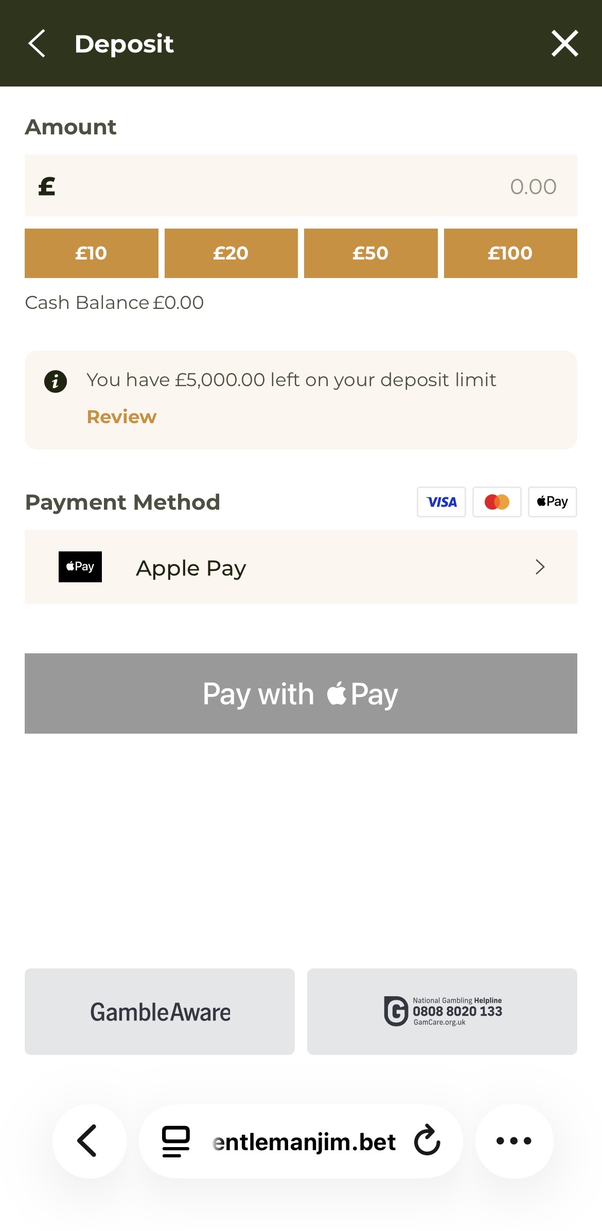 Gentleman Jim Deposit