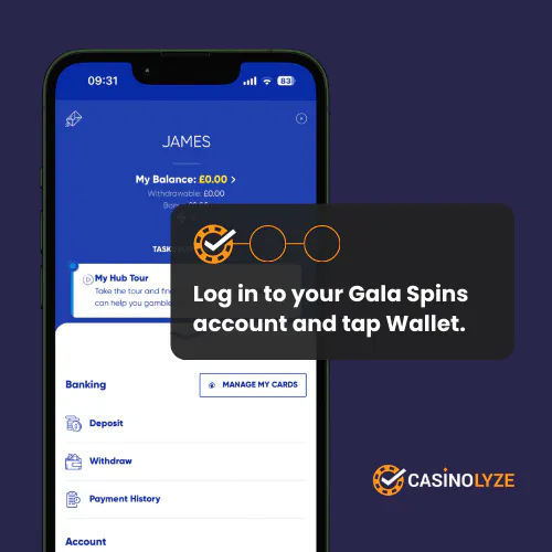 gala spins deposit process step 1