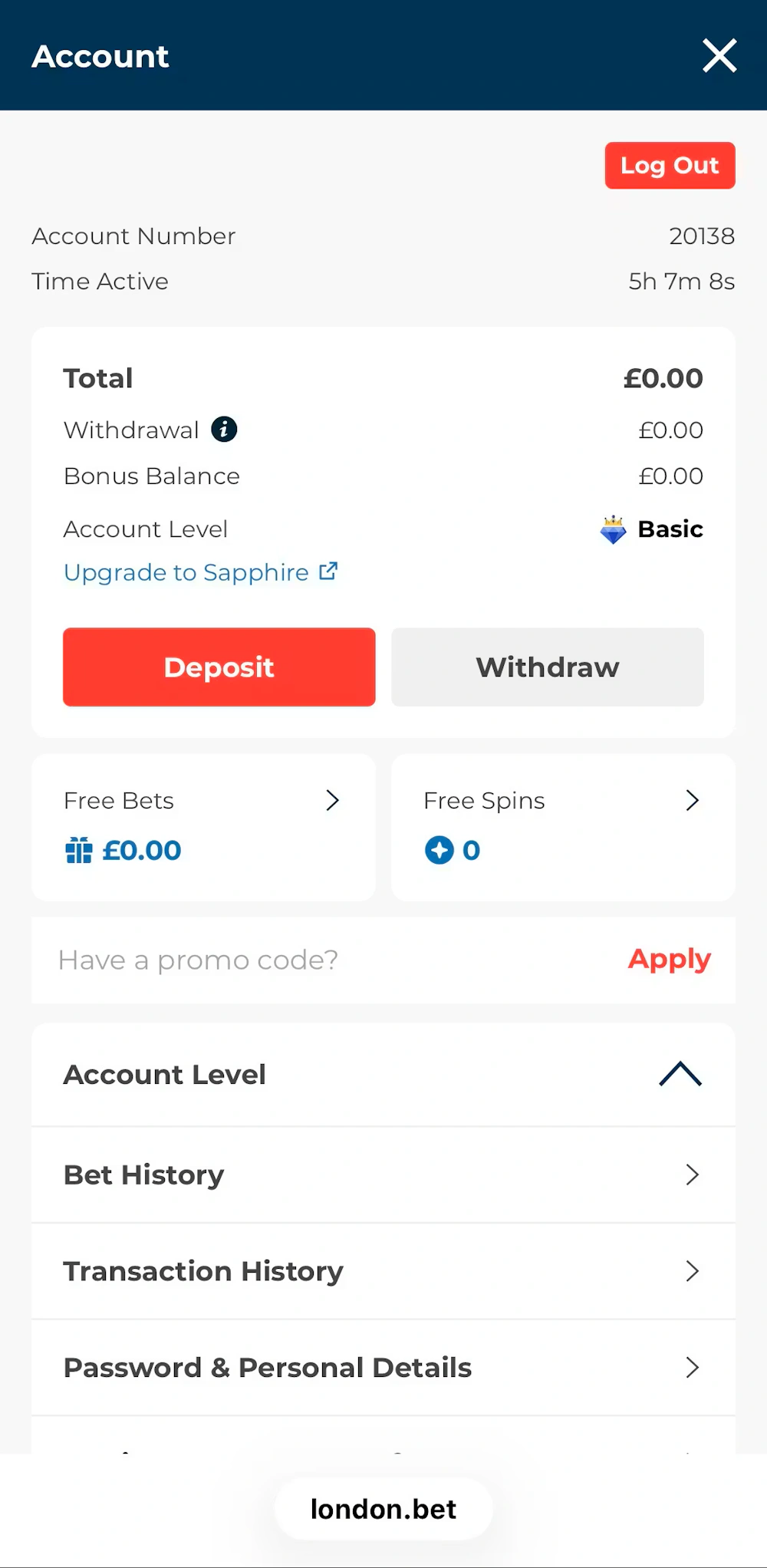 london bet account