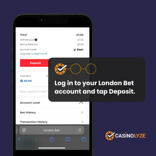 london bet deposit process step 1