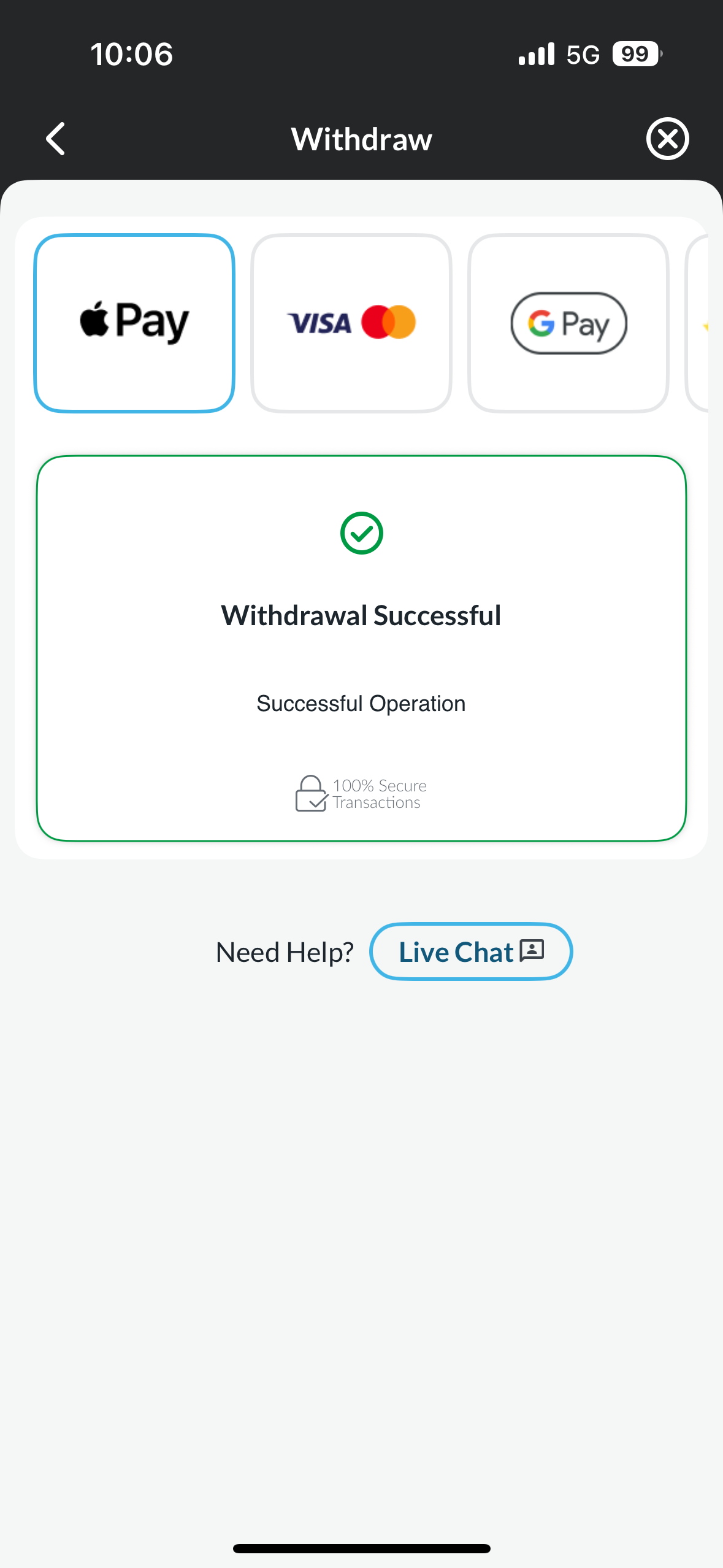 betvictor withdrawal test request with apple pay