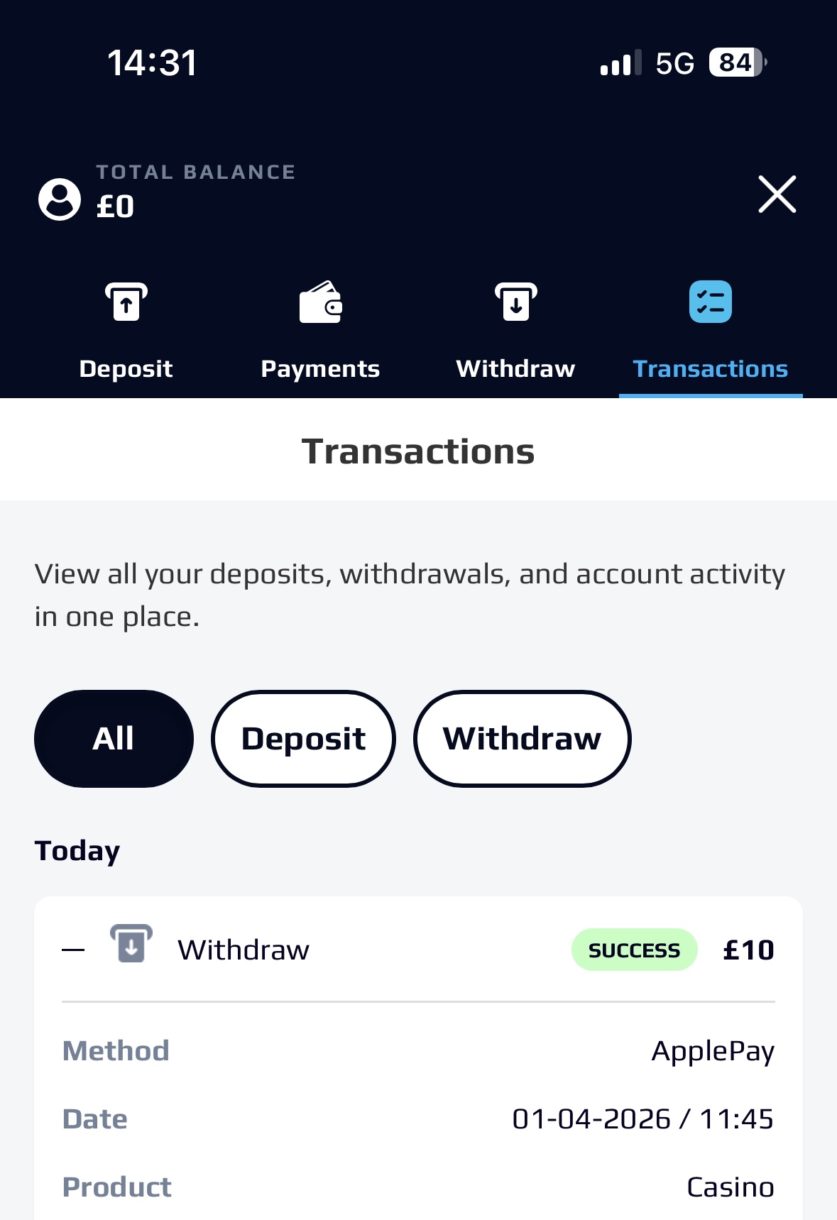 netbet withdrawal test request with apple pay