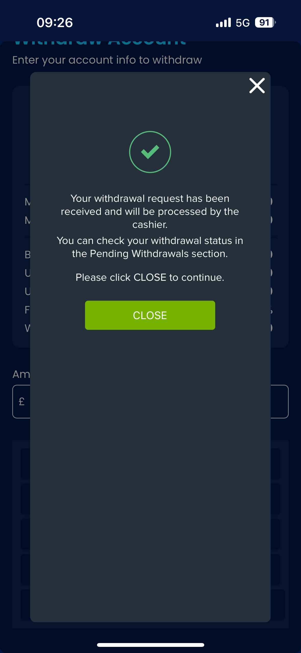 highbet withdrawal test request with apple pay