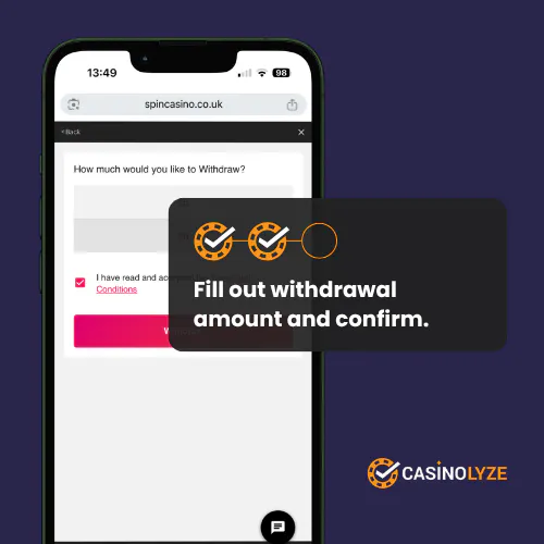 spin casino withdrawal process step 2