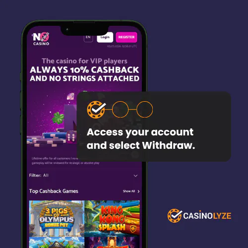no bonus casino withdrawal process: step 1