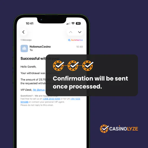 no bonus casino withdrawal process: step 3
