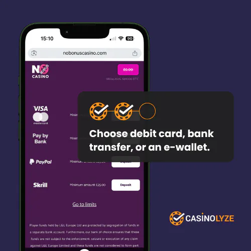 no bonus casino deposit process: step 2