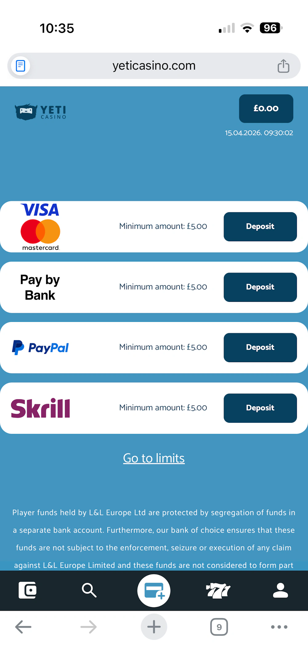 payment methods at yeti casino