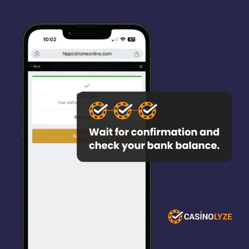 hippodrome online casino withdrawal process step 3