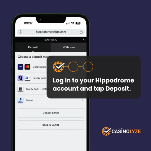 hippodrome deposit process step 1