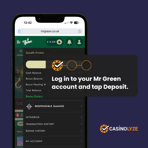 mr green deposit process step 1