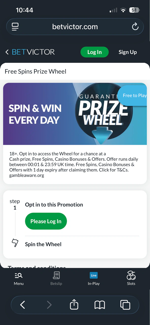BetVictor Prize Wheel