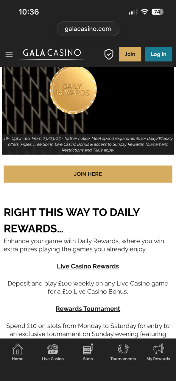 Gala Casino - Daily Rewards