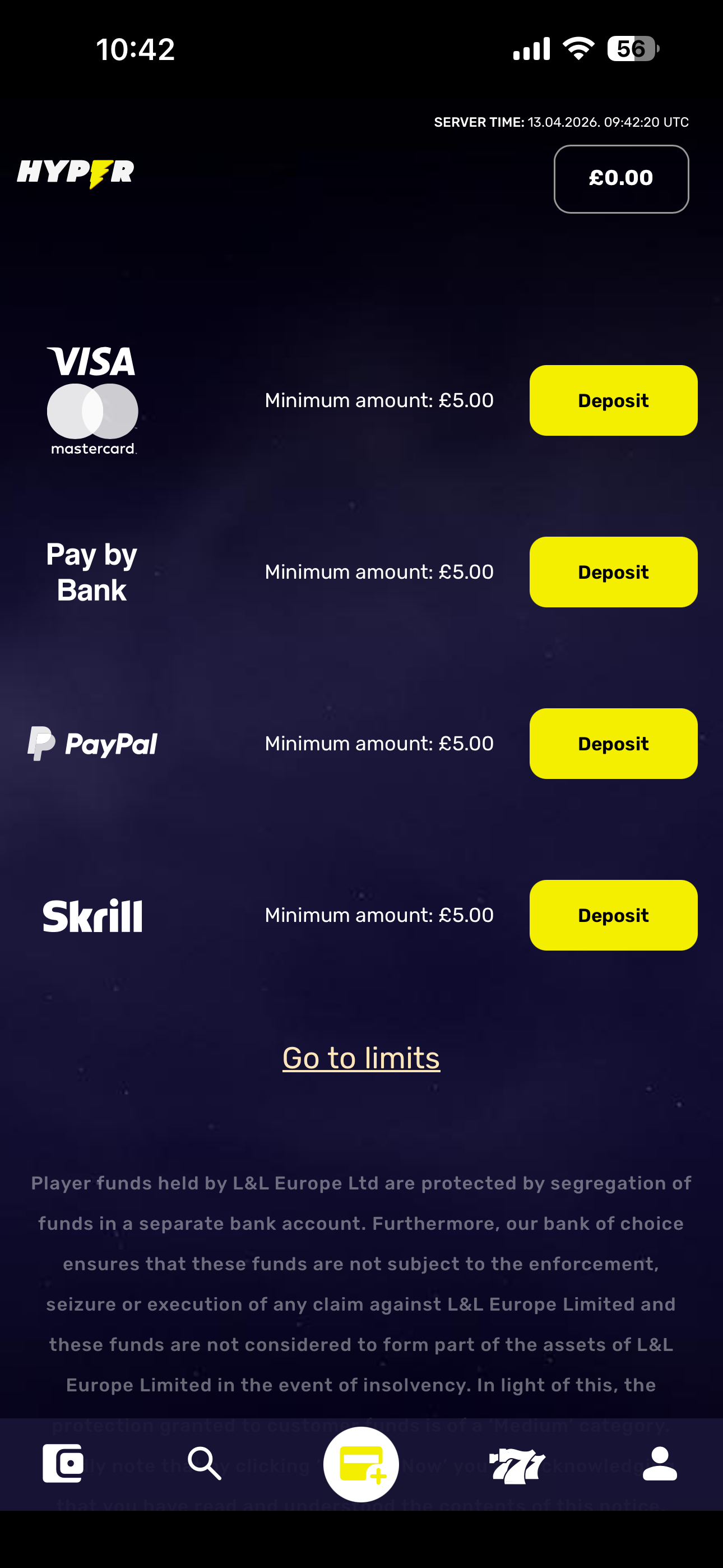 hyper casino banking section
