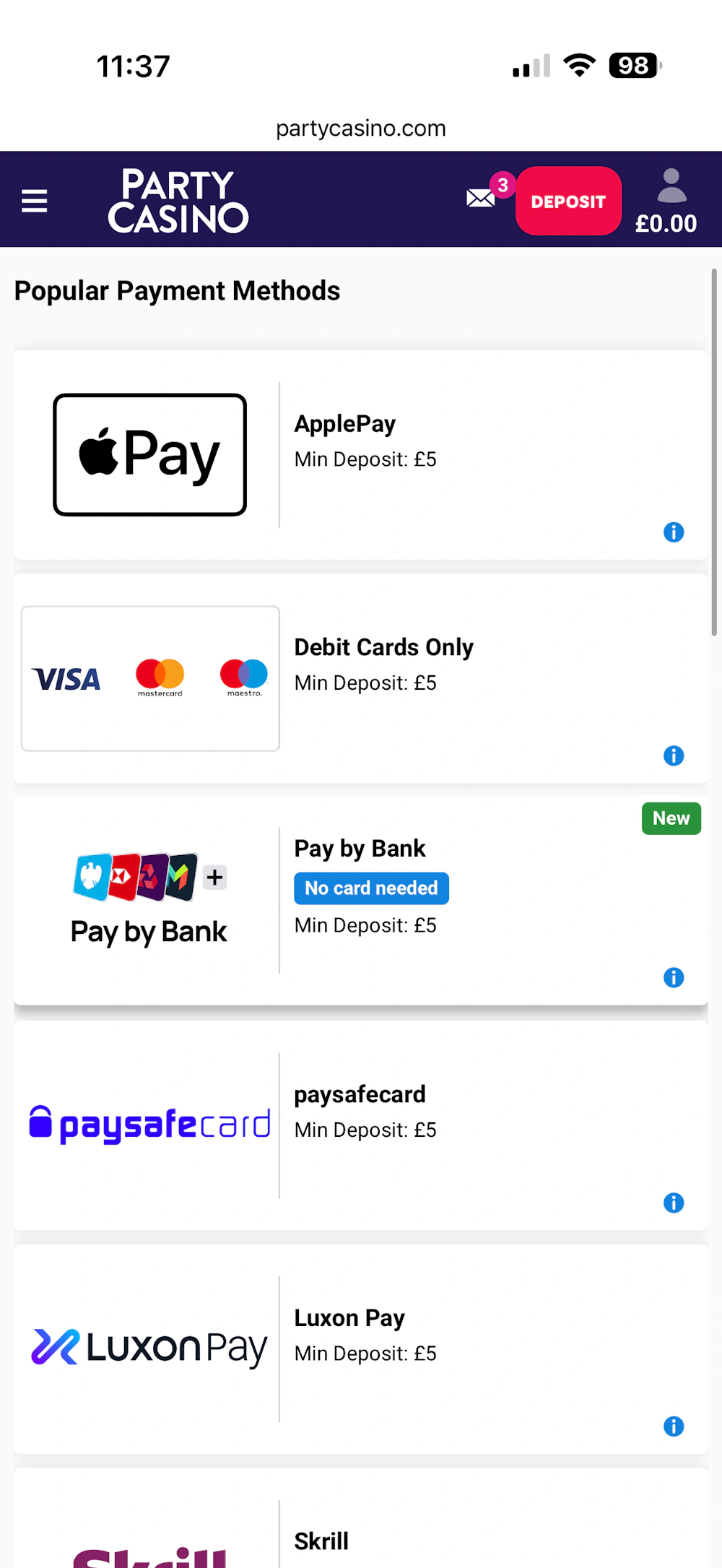 party-casino-payment