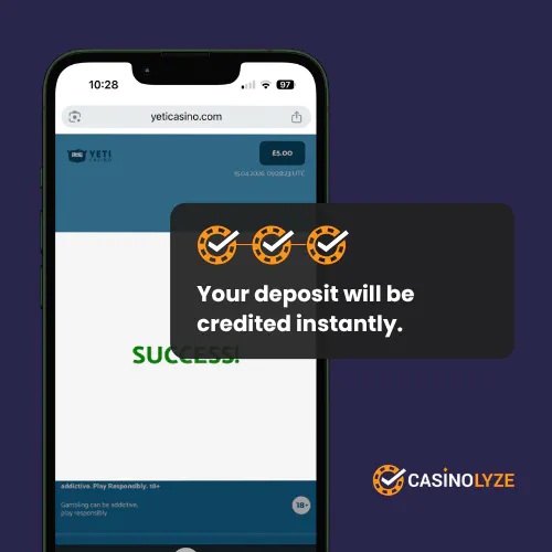 yeti casino deposit process step 3