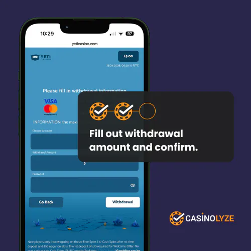 yeti casino withdrawal process step 2