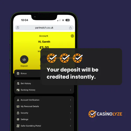 parimatch deposit process step 3