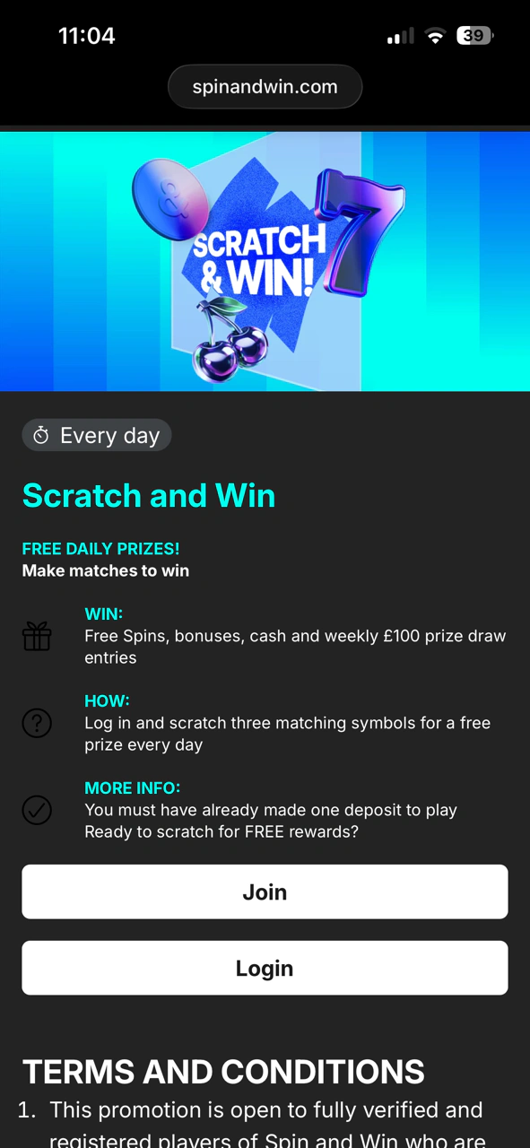 Spin and Wins Promo