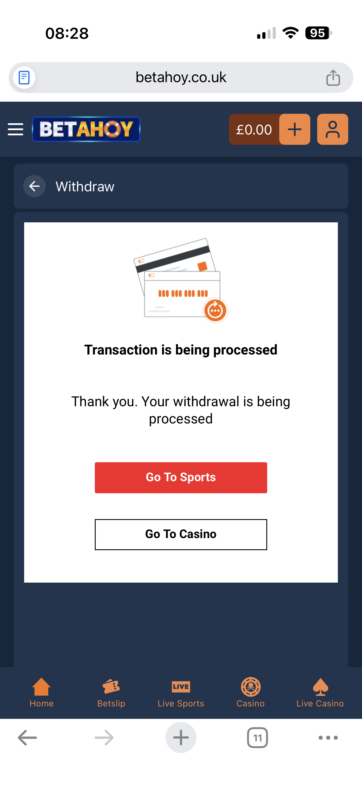 betahoy withdrawal test with visa request
