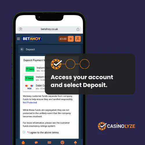 betahoy deposit process step 1