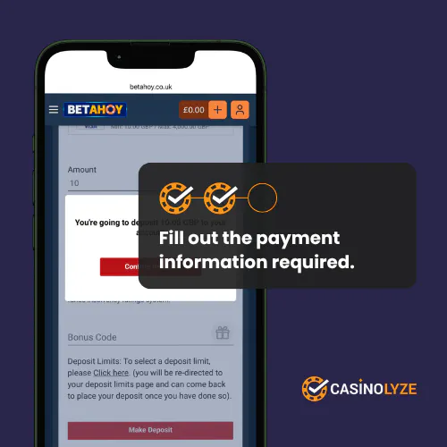 betahoy deposit process step 2