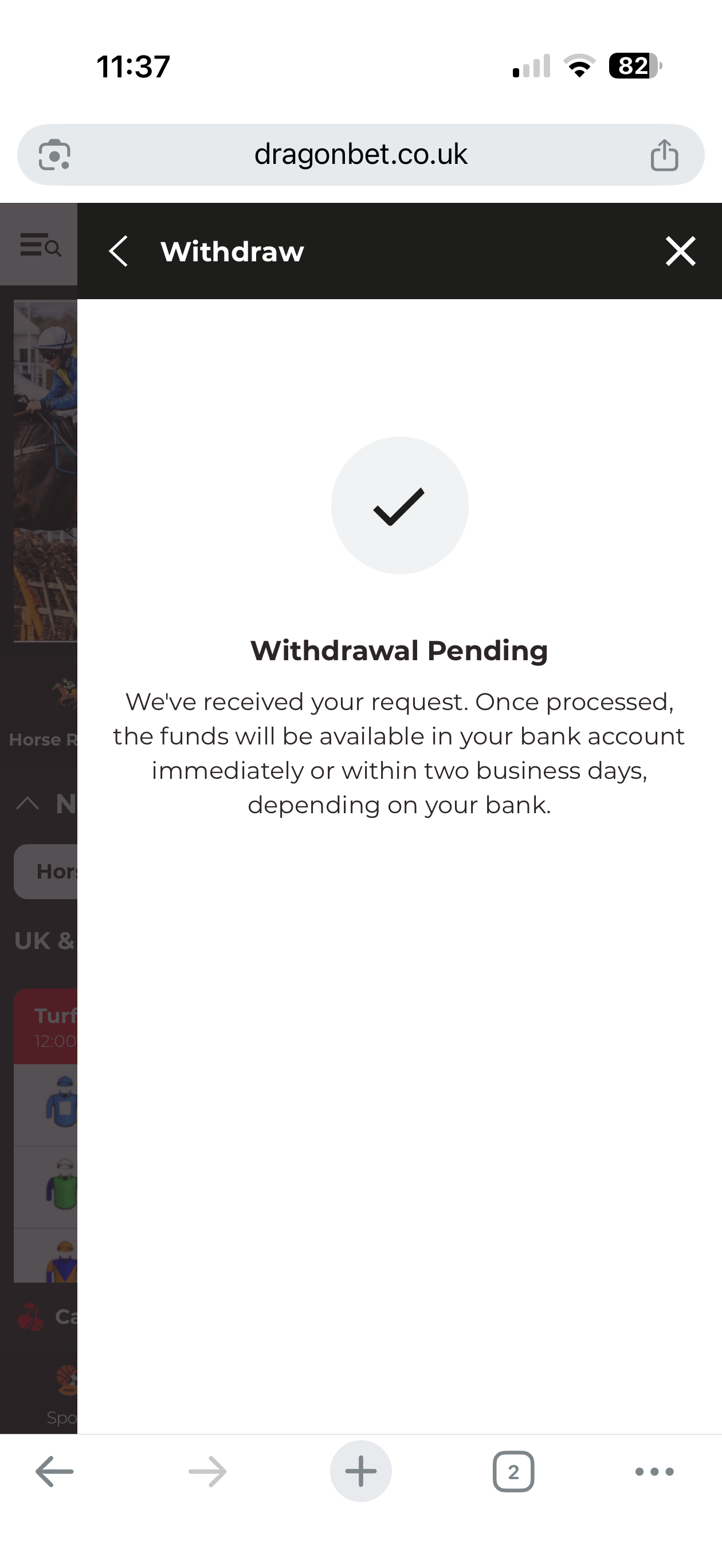 visa withdrawal test request at dragonbet