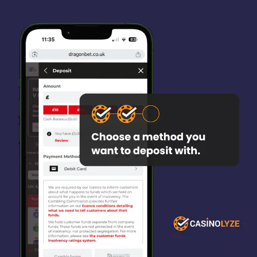 dragon bet deposit process step 2
