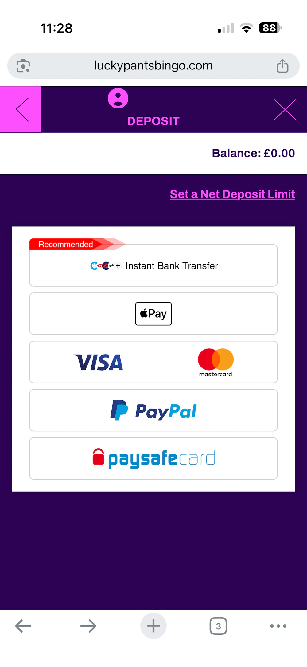 luckypantsbingo-payment