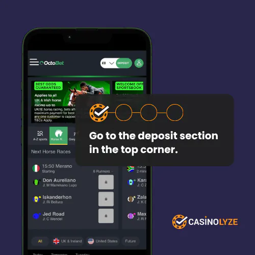 Opening the deposit section at Octobet