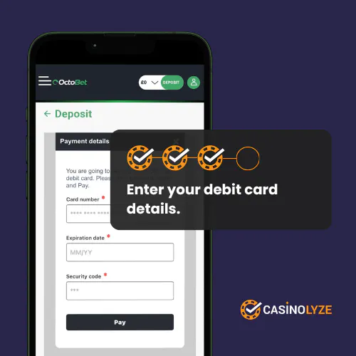 Adding payment details for the Octobet deposit