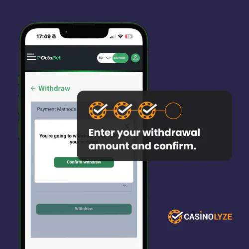 Setting the withdrawal amount before confirming the request