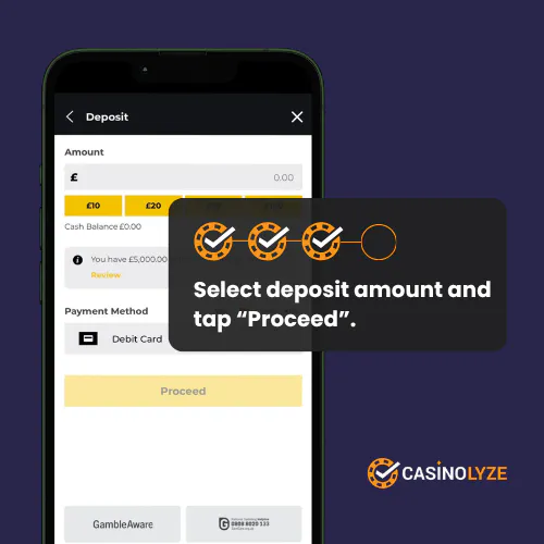Entering a deposit amount at PricedUp