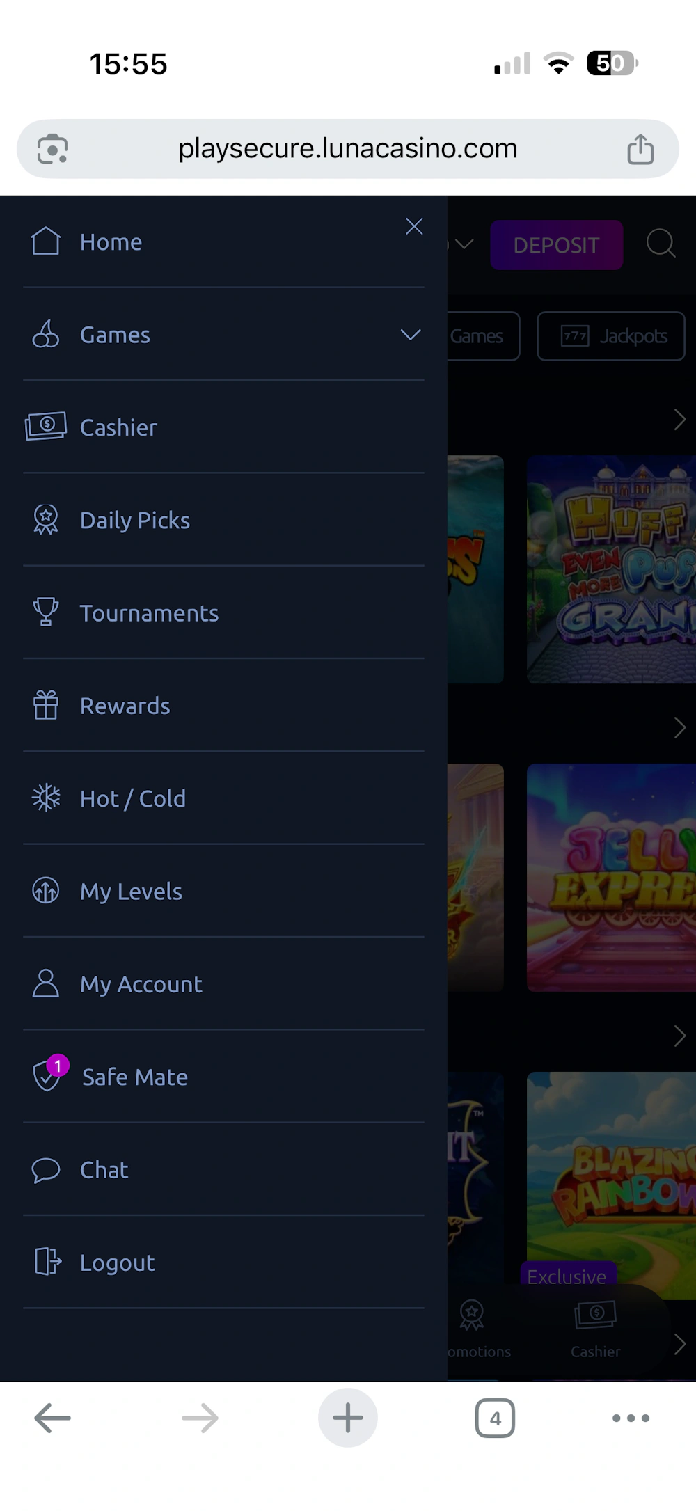 lunacasino-menu