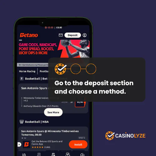 betano deposit process step 1