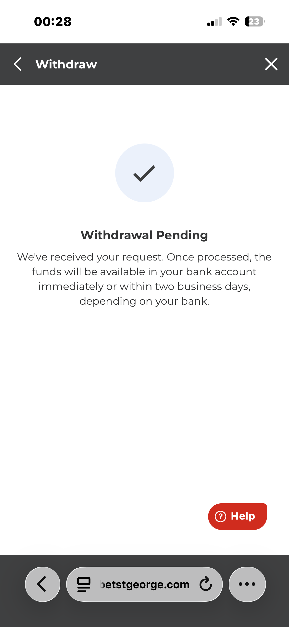 BetStGeorge Visa withdrawal payout request