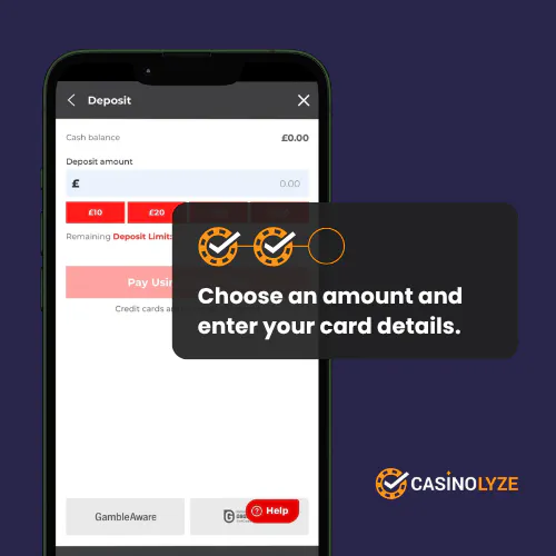 Entering deposit details at BetStGeorge