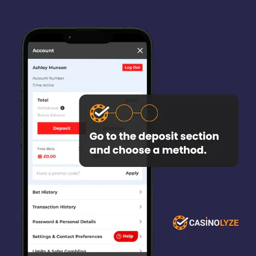 Opening the deposit section at BetStGeorge