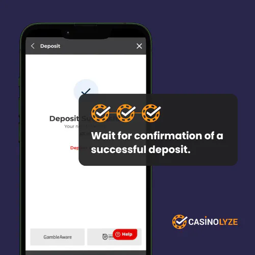 Confirming a Visa deposit at BetStGeorge