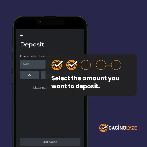 Entering the deposit amount at Swifty Sports Casino