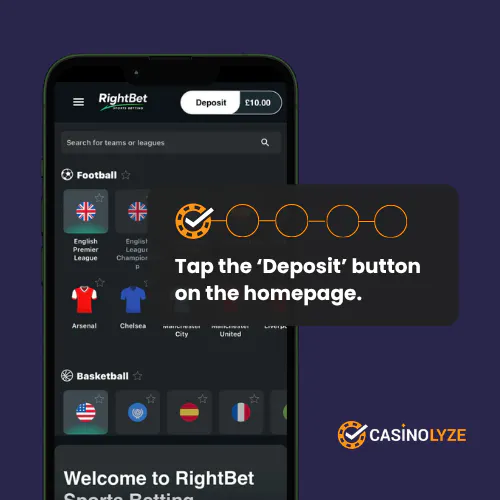 Finding the deposit button at RightBet