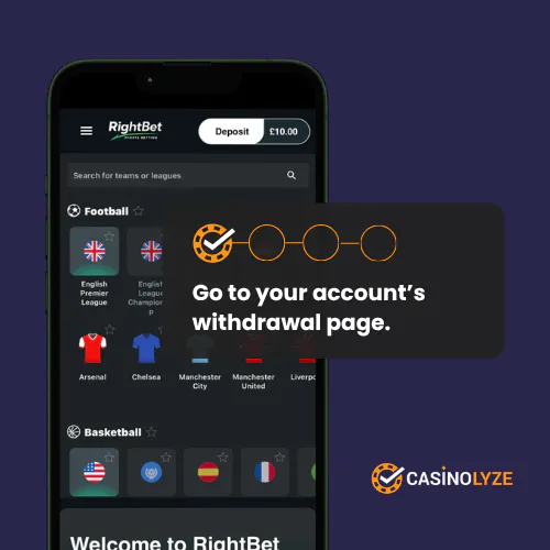 Finding the withdrawal section at RightBet