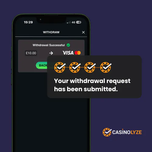 Submitting the withdrawal request at RightBet